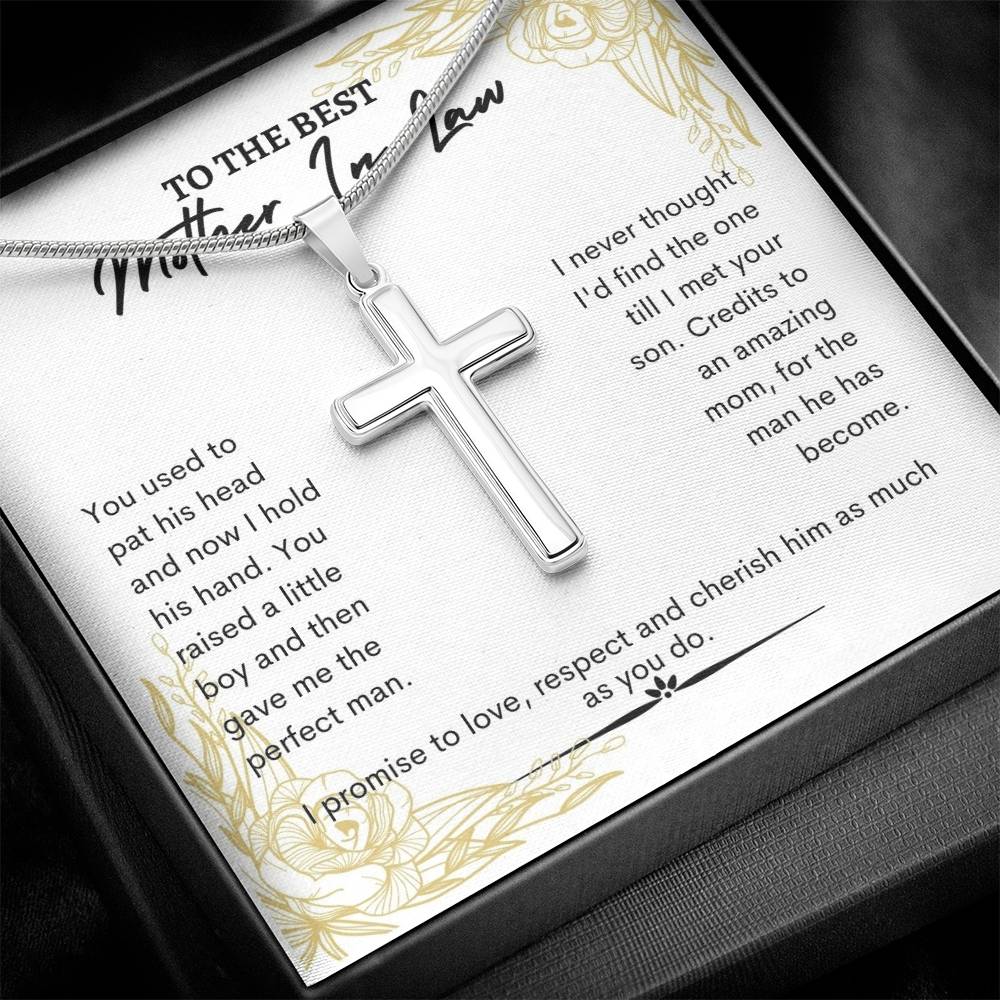 To My Mother in Law |  You Used To Pat His Head And Now I Hold His Hand| Artisan Cross Necklace- W (26)