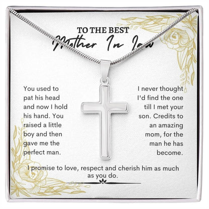 To My Mother in Law |  You Used To Pat His Head And Now I Hold His Hand| Artisan Cross Necklace- W (26)