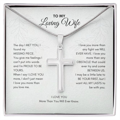 To My Wife | The Day I Met You, I Found My Missing Piece | Artisan Cross Necklace