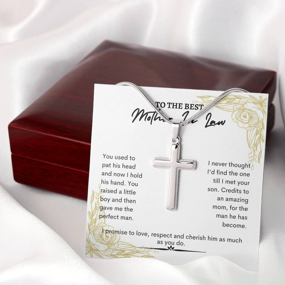 To My Mother in Law |  You Used To Pat His Head And Now I Hold His Hand| Artisan Cross Necklace- W (26)