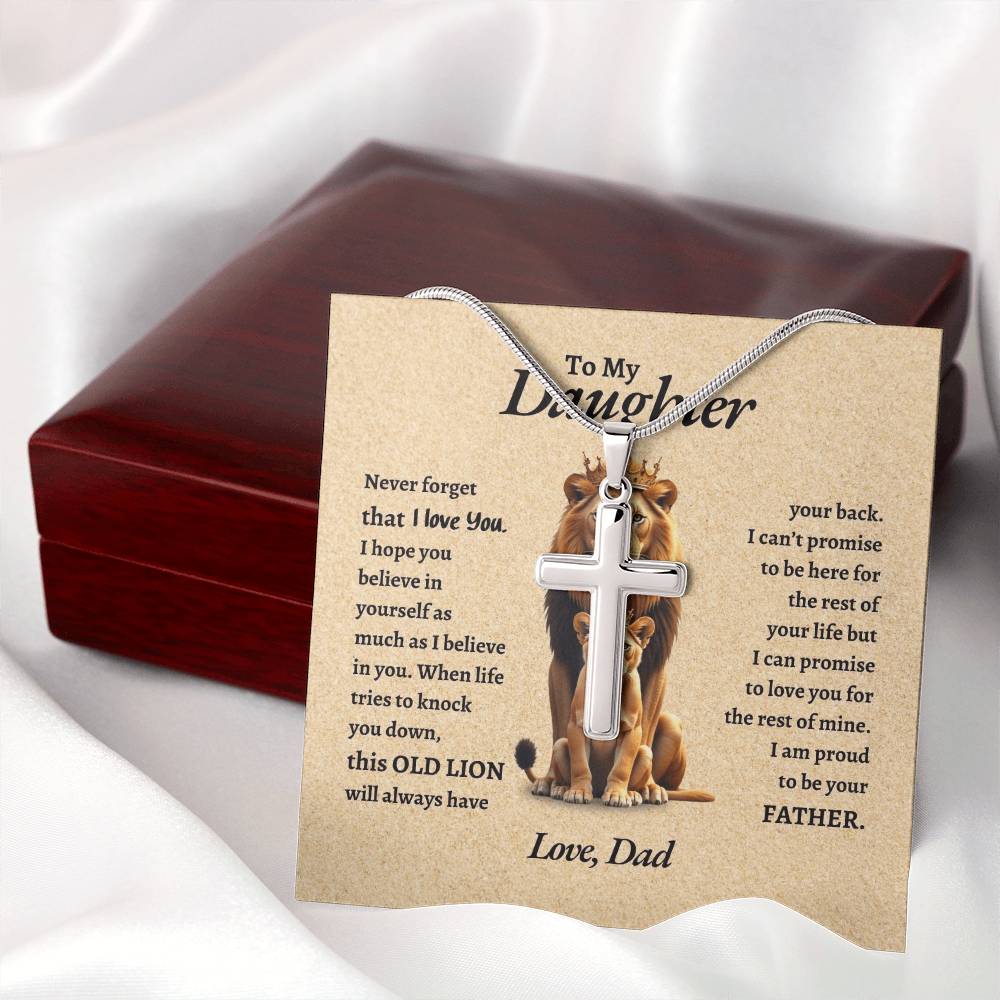 To My Daughter | Never Forget That I Love You I Hope You Believe In Your Self | Artisan Cross Necklace