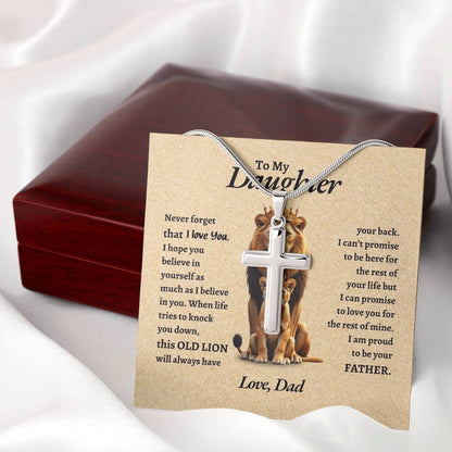 To My Daughter | Never Forget That I Love You I Hope You Believe In Your Self | Artisan Cross Necklace