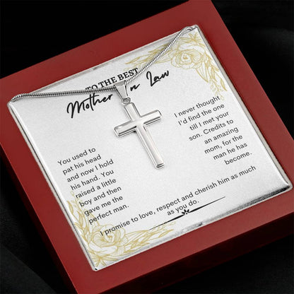 To My Mother in Law |  You Used To Pat His Head And Now I Hold His Hand| Artisan Cross Necklace- W (26)