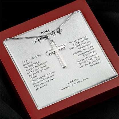 To My Wife | The Day I Met You, I Found My Missing Piece | Artisan Cross Necklace