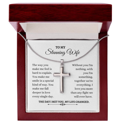 To My Wife | The Way You Make Me Feel Is Hard To Explain | Artisan Cross Necklace