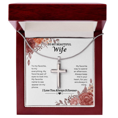 To My Wife | To My Favorite To My Everything | Artisan Cross Necklace