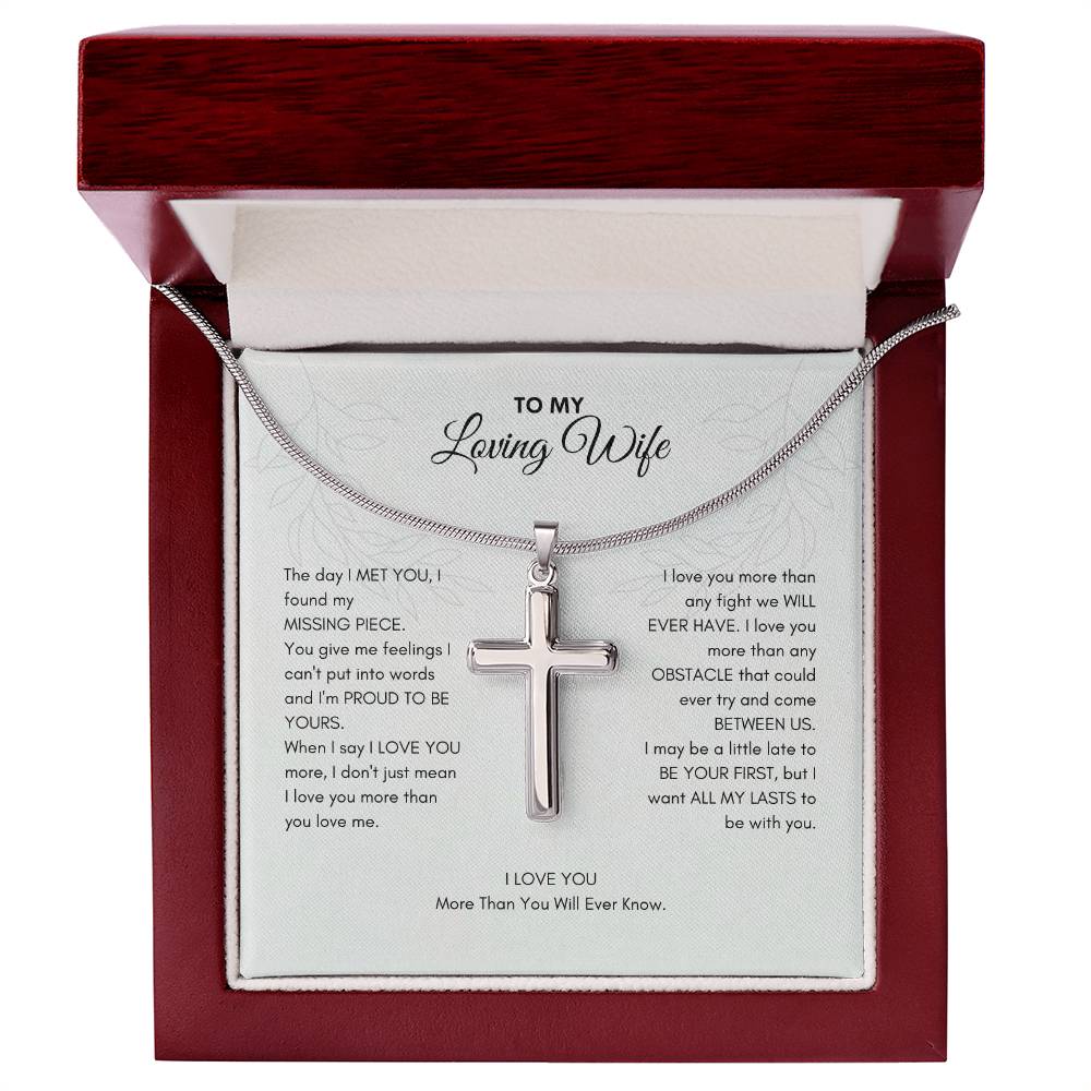 To My Wife | The Day I Met You, I Found My Missing Piece | Artisan Cross Necklace